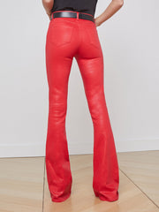 Marty Coated Flare Jean in Tango Red Coated