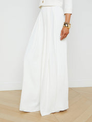 Nova Pleated Wide-Leg Pant in Ivory