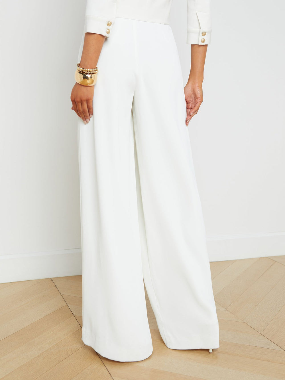 Nova Pleated Wide-Leg Pant in Ivory