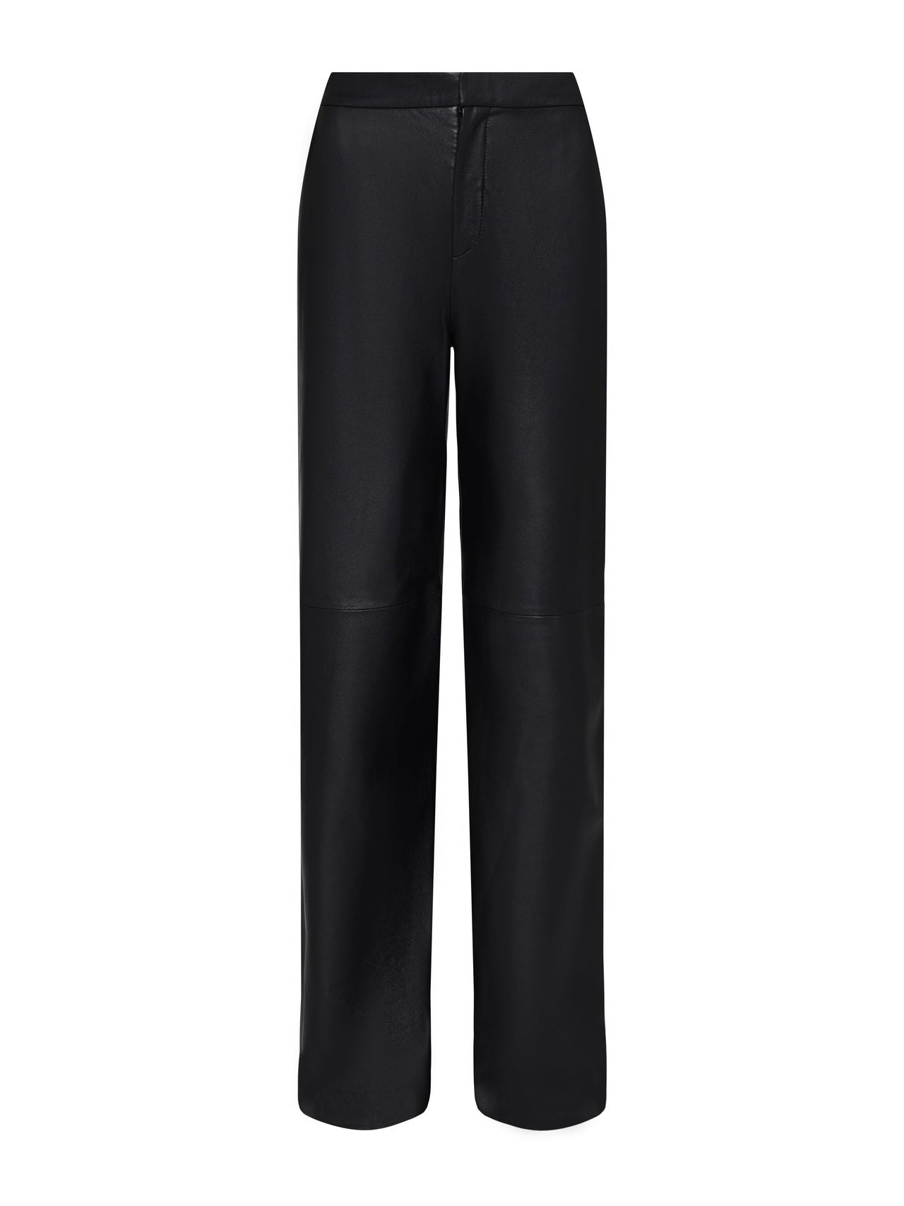 Livvy Leather Straight-Leg Trouser in Black