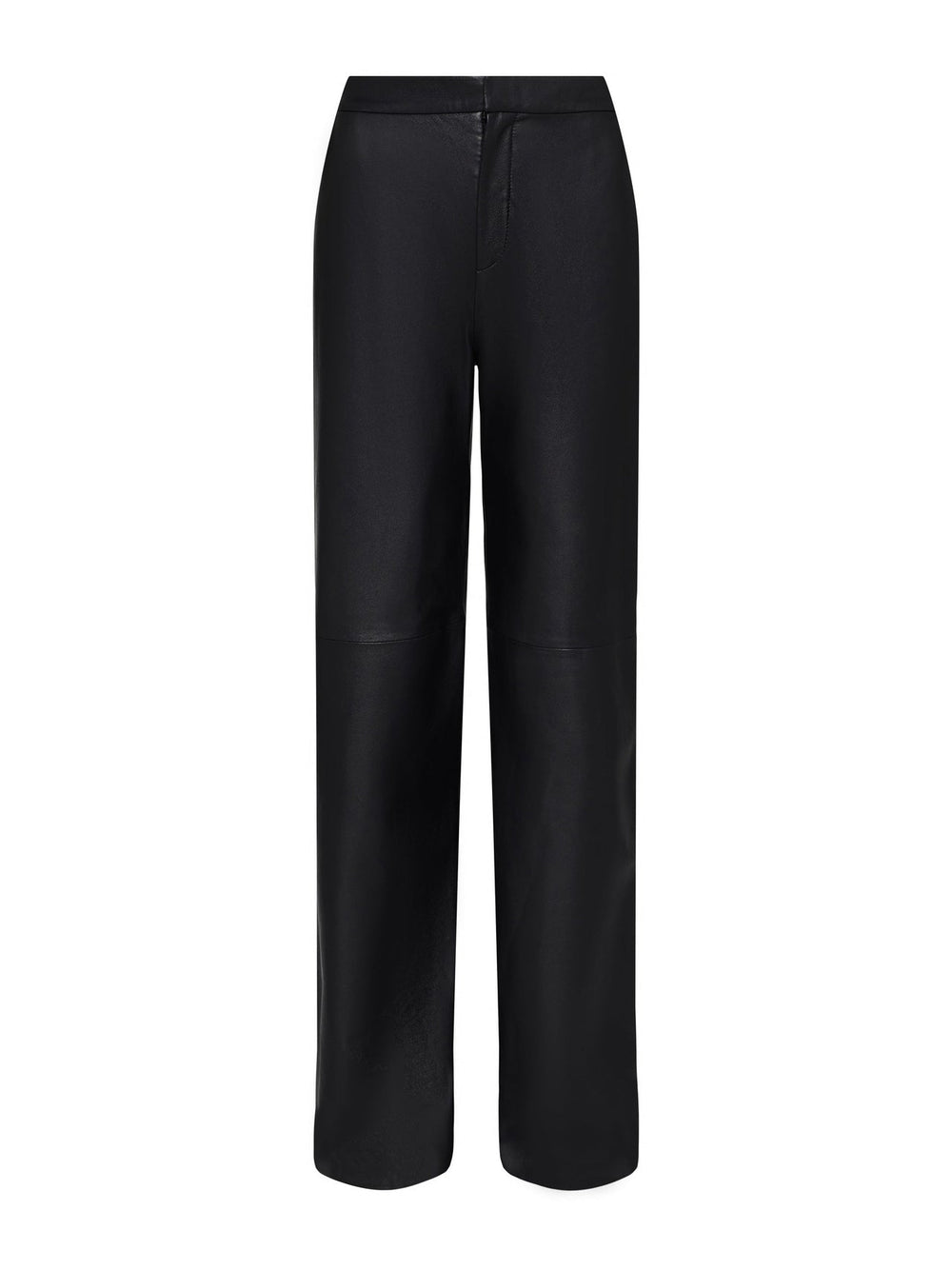 Livvy Leather Straight-Leg Trouser in Black