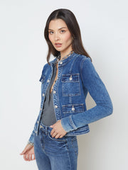 Yari Collarless Jean Jacket in Rhodes