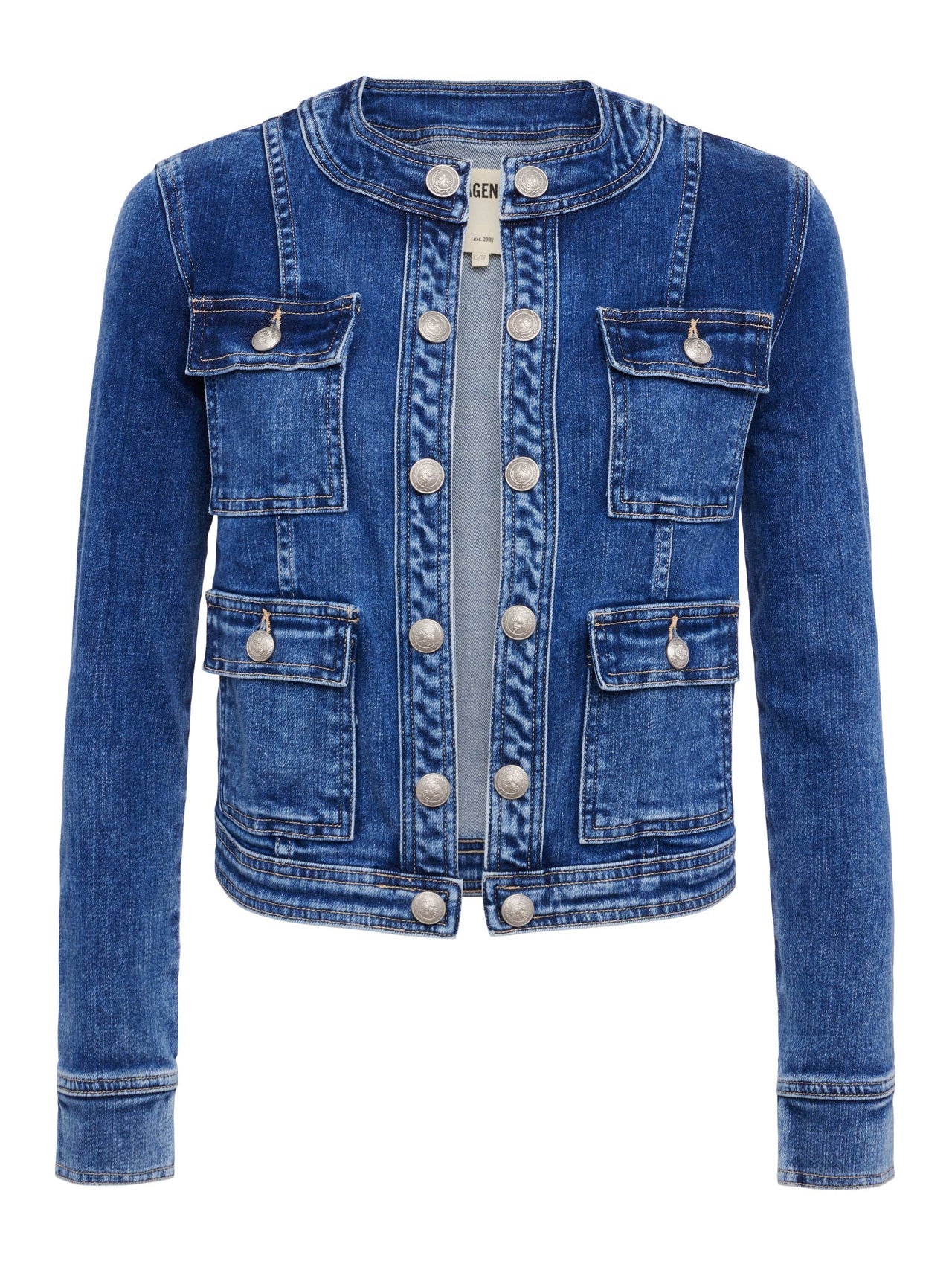 Yari Collarless Jean Jacket in Rhodes
