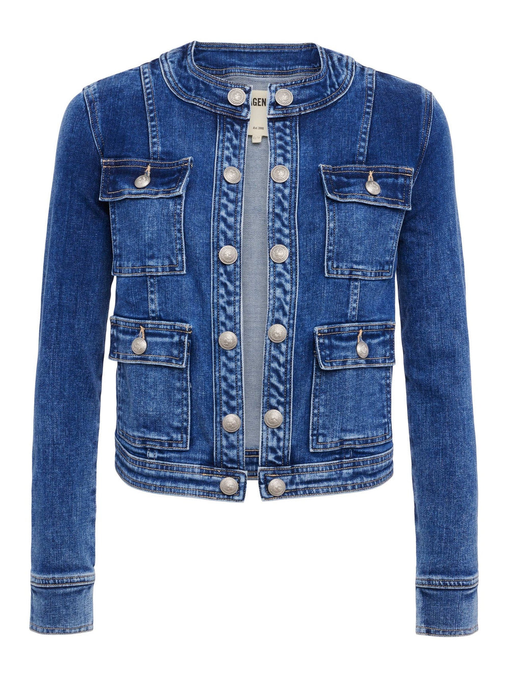 Yari Collarless Jean Jacket in Rhodes