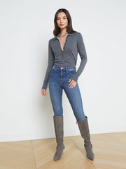 Sterling Long Sleeve Sweater in Grey/Gunmetal