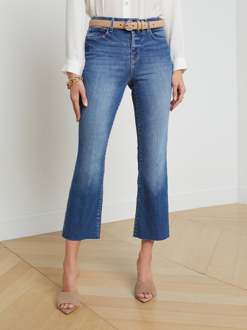 Kendra High-Rise Cropped Flare Jean in Cambridge