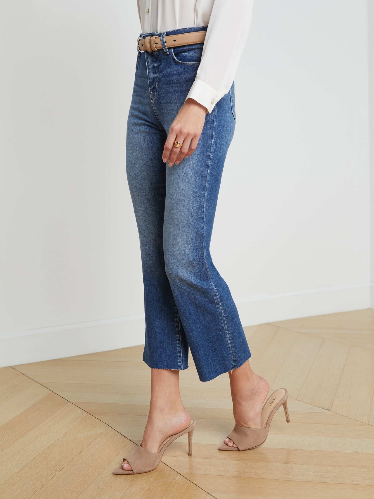 Kendra High-Rise Cropped Flare Jean in Cambridge