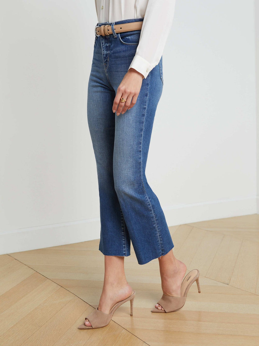 Kendra High-Rise Cropped Flare Jean in Cambridge