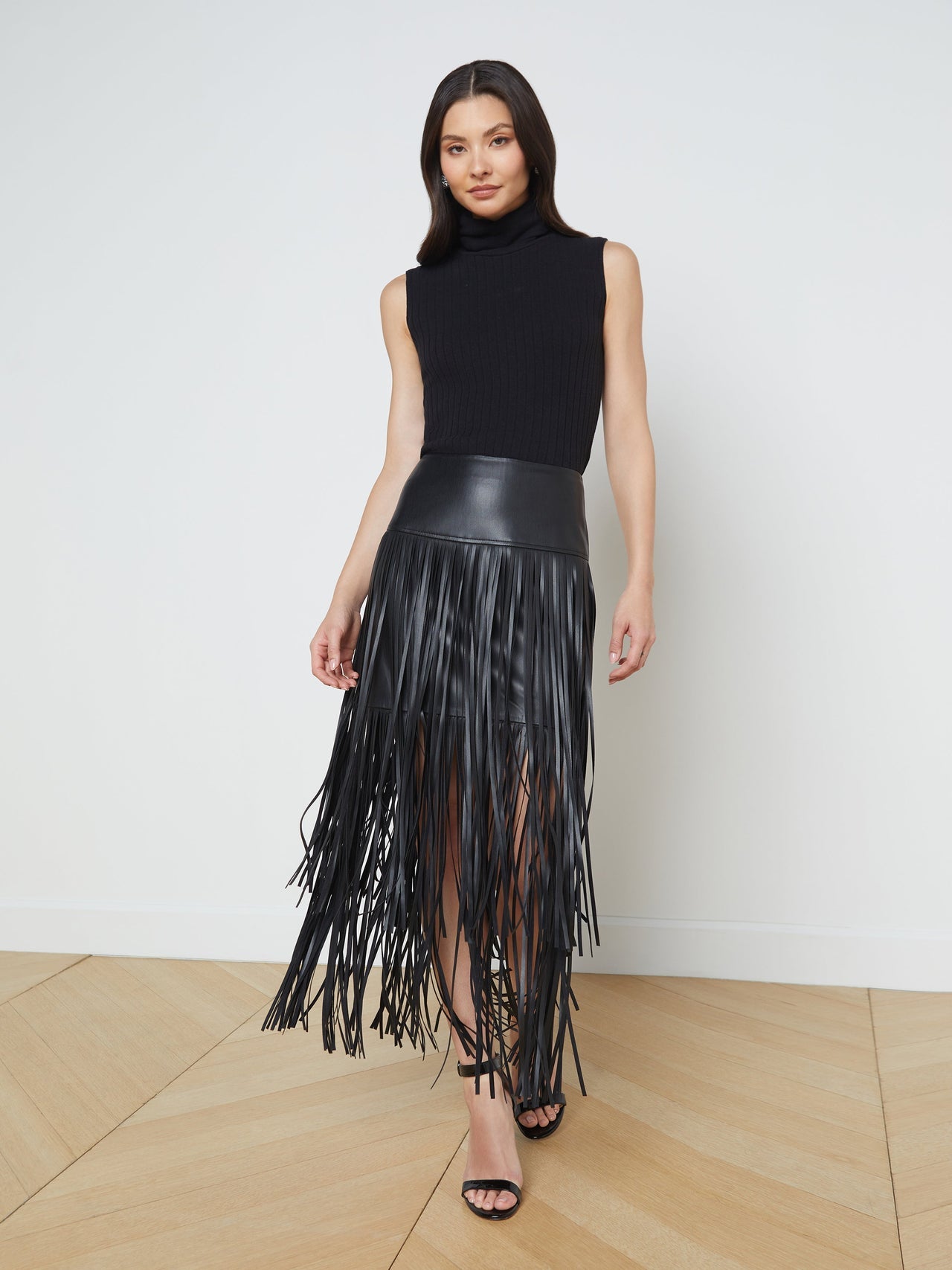 Karolina Fringe Skirt in Black