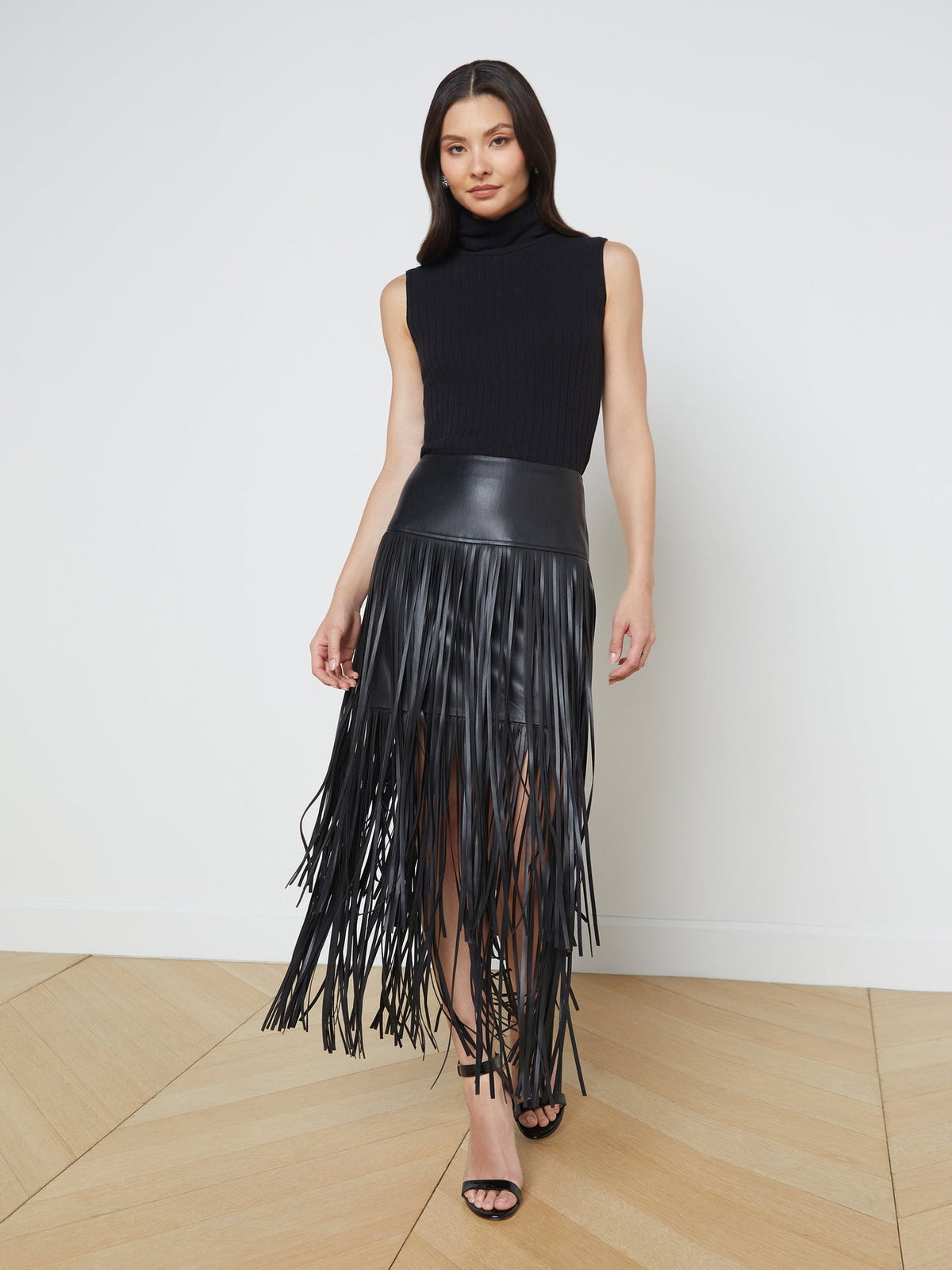 Karolina Fringe Skirt in Black