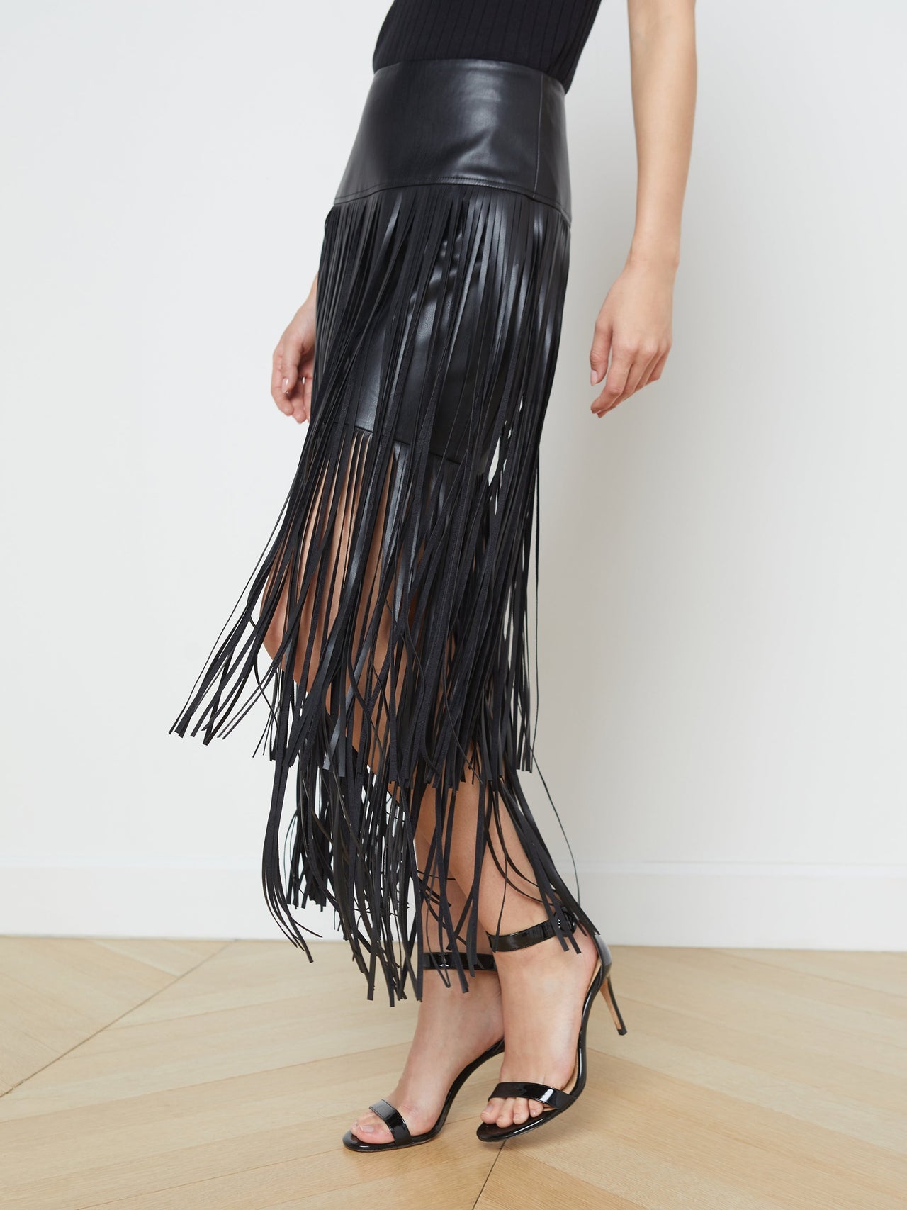 Karolina Fringe Skirt in Black