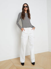 Tess Long Sleeve Tee in Black/White Stripe