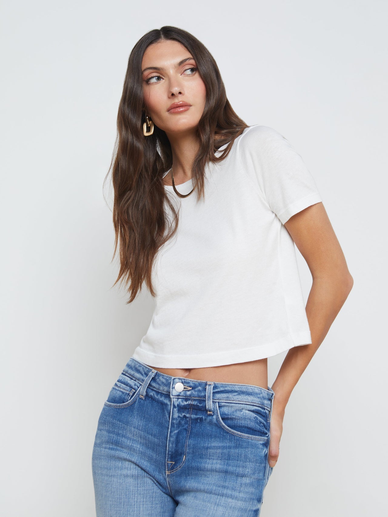Donna Cotton Cropped Tee in White
