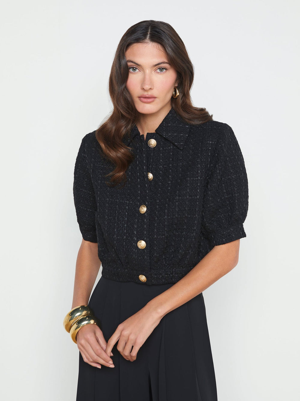 Cove Cropped Tweed Jacket in Black