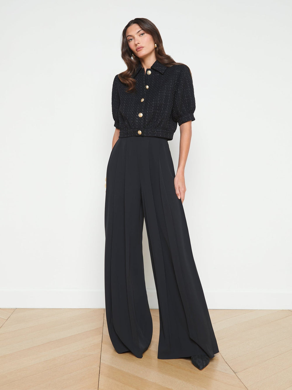 Cove Cropped Tweed Jacket in Black