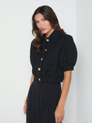 Cove Cropped Tweed Jacket in Black
