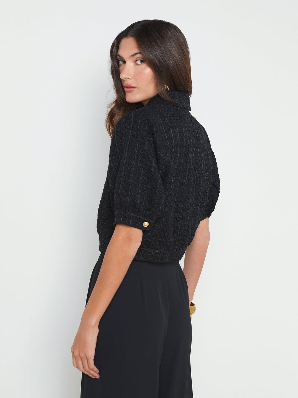 Cove Cropped Tweed Jacket in Black