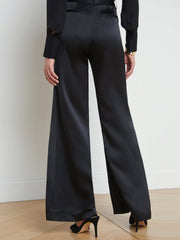 Pilar Silk Wide-Leg Pant in Black