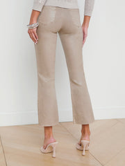 Kendra Coated Cropped Flare Jean in Rye Coated