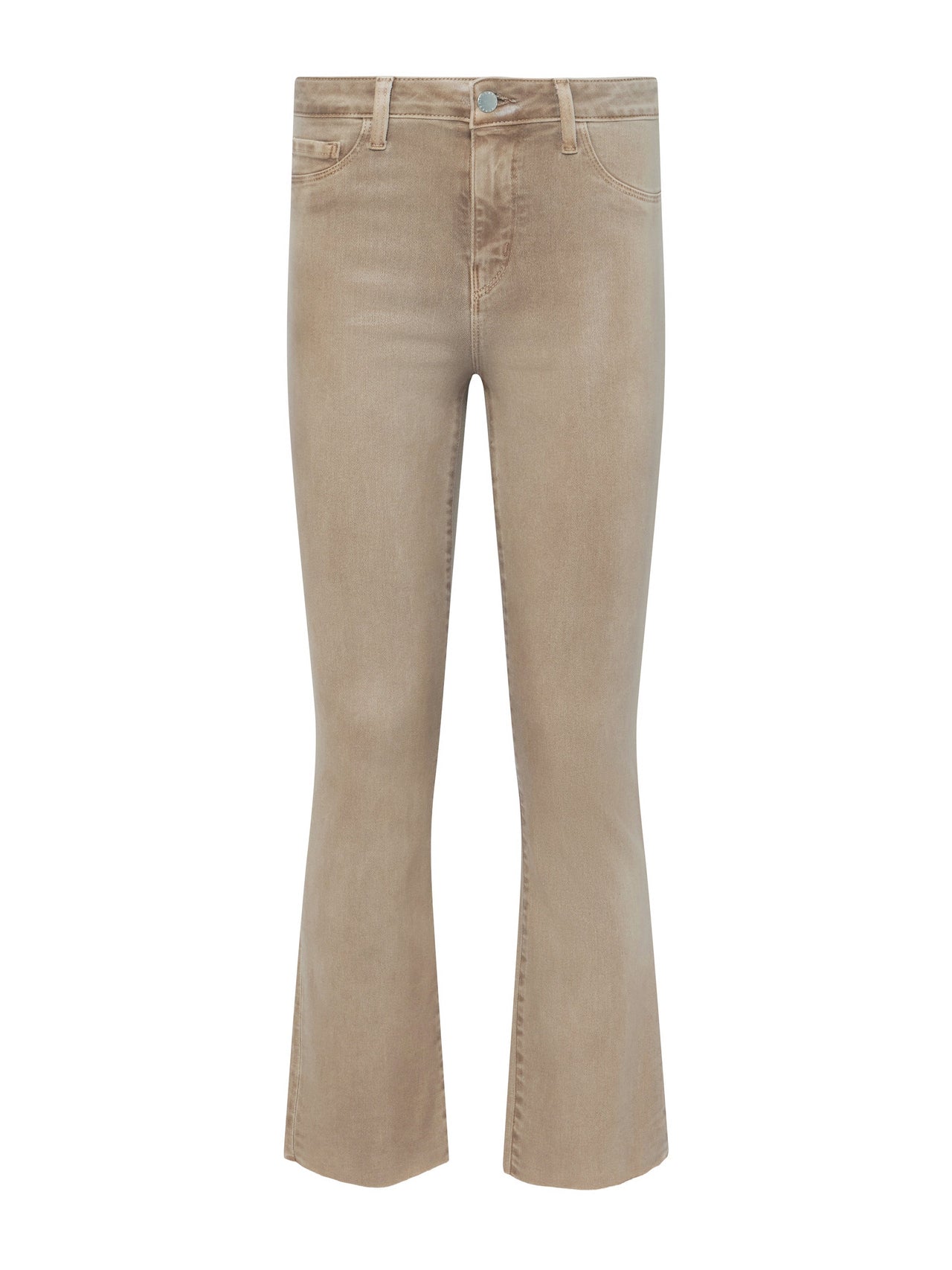 Kendra Coated Cropped Flare Jean in Rye Coated