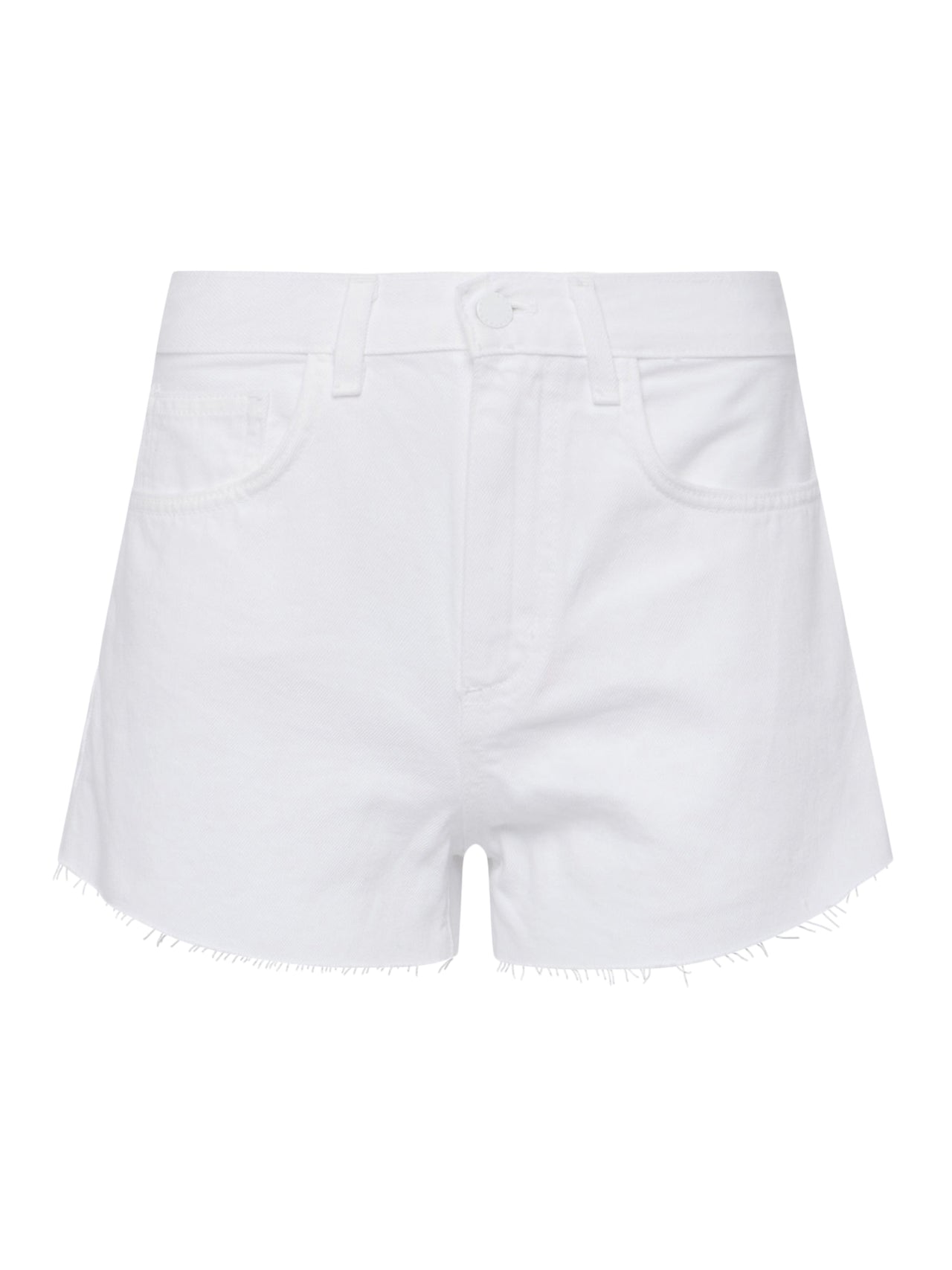 Beck High-Rise Raw-Hem Jean Short in Blanc