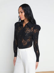 Jenica Puff Sleeve Lace Blouse in Black