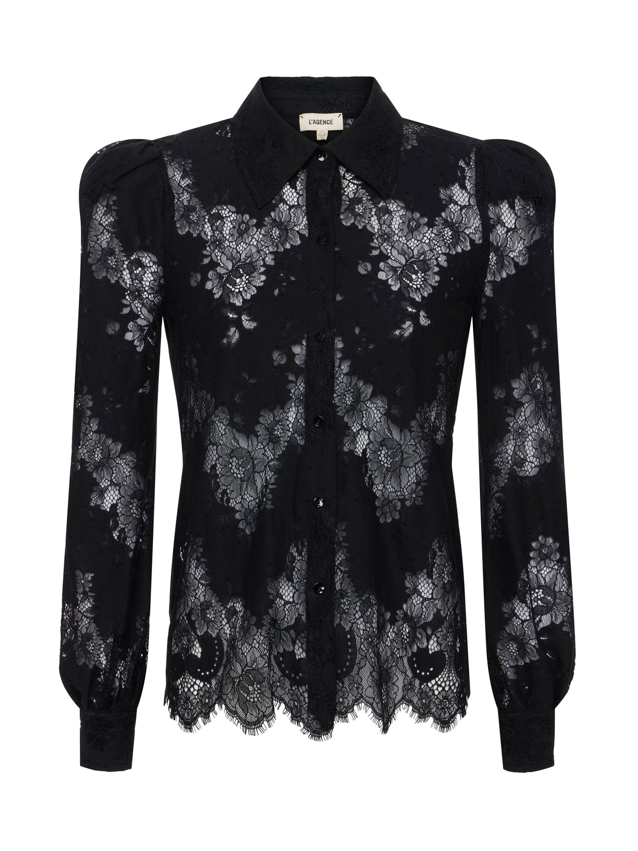 Jenica Puff Sleeve Lace Blouse in Black
