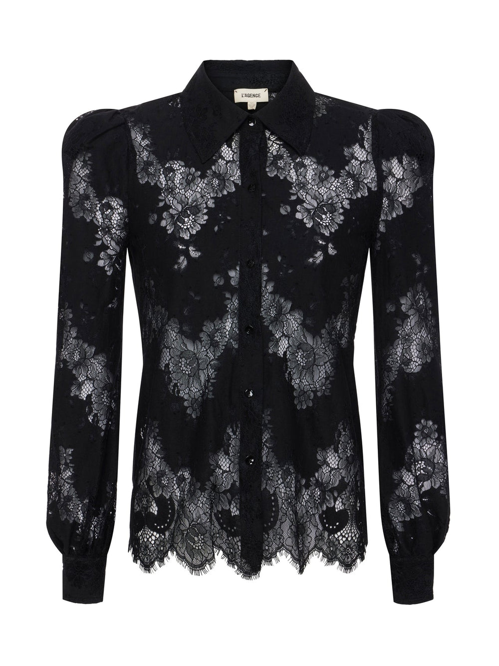 Jenica Puff Sleeve Lace Blouse in Black