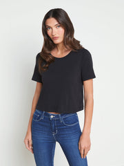 Donna Cotton Cropped Tee in Black