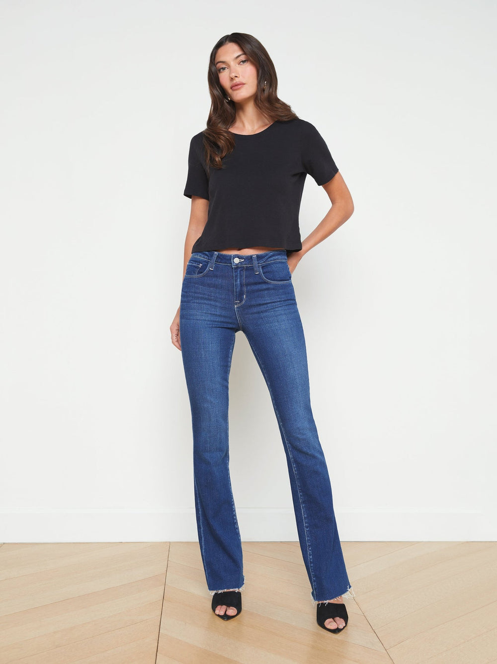 Donna Cotton Cropped Tee in Black