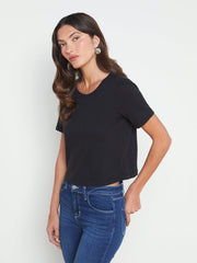 Donna Cotton Cropped Tee in Black