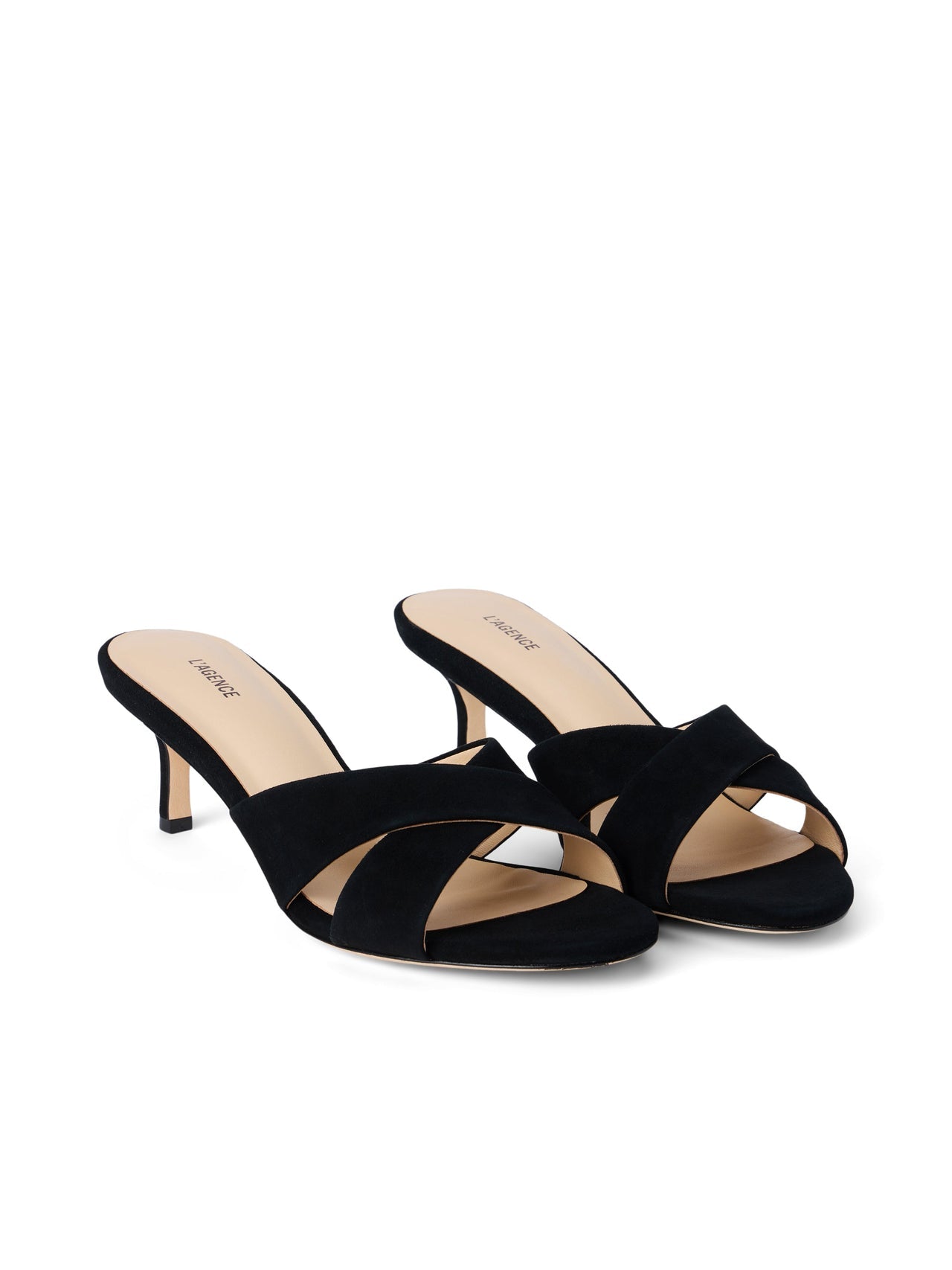 Aveline Kitten-Heel Sandal in Black Suede