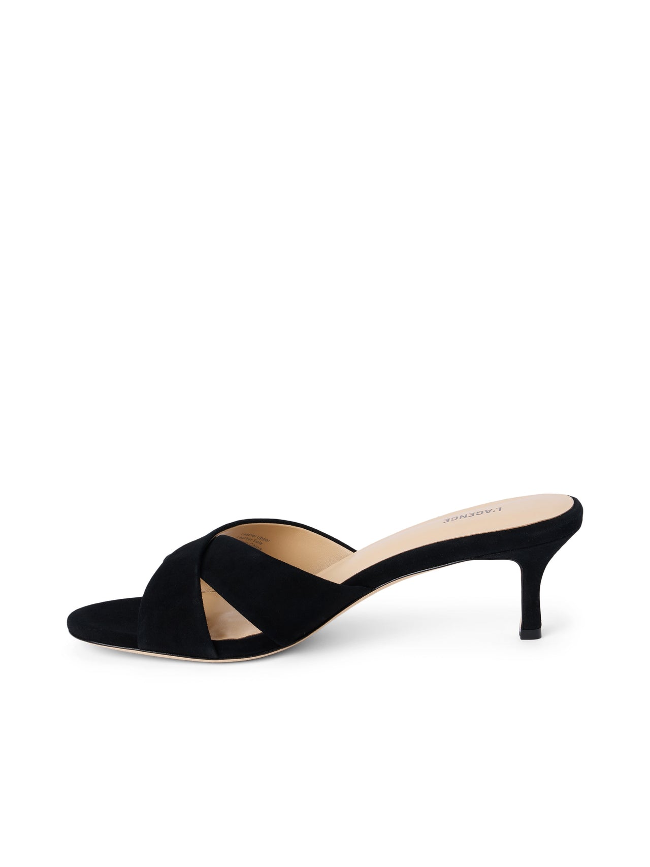 Aveline Kitten-Heel Sandal in Black Suede
