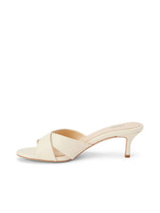 Aveline Kitten-Heel Sandal in Ecru Leather