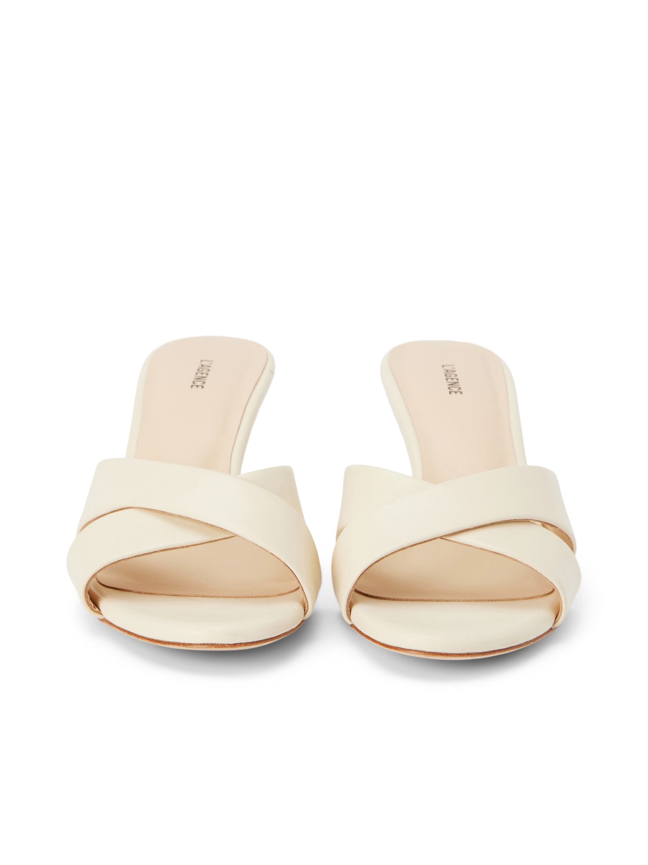 Aveline Kitten-Heel Sandal in Ecru Leather