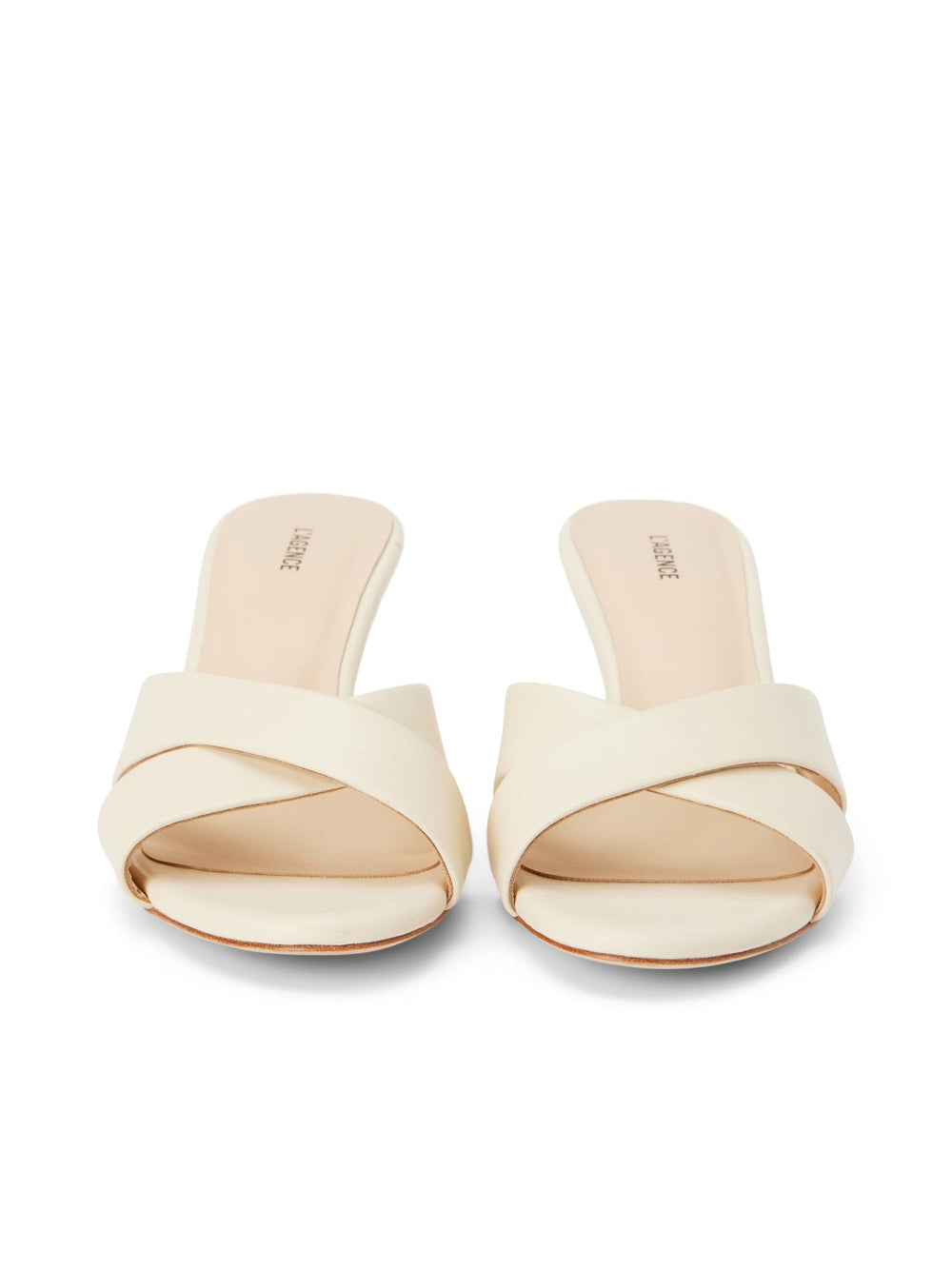 Aveline Kitten-Heel Sandal in Ecru Leather