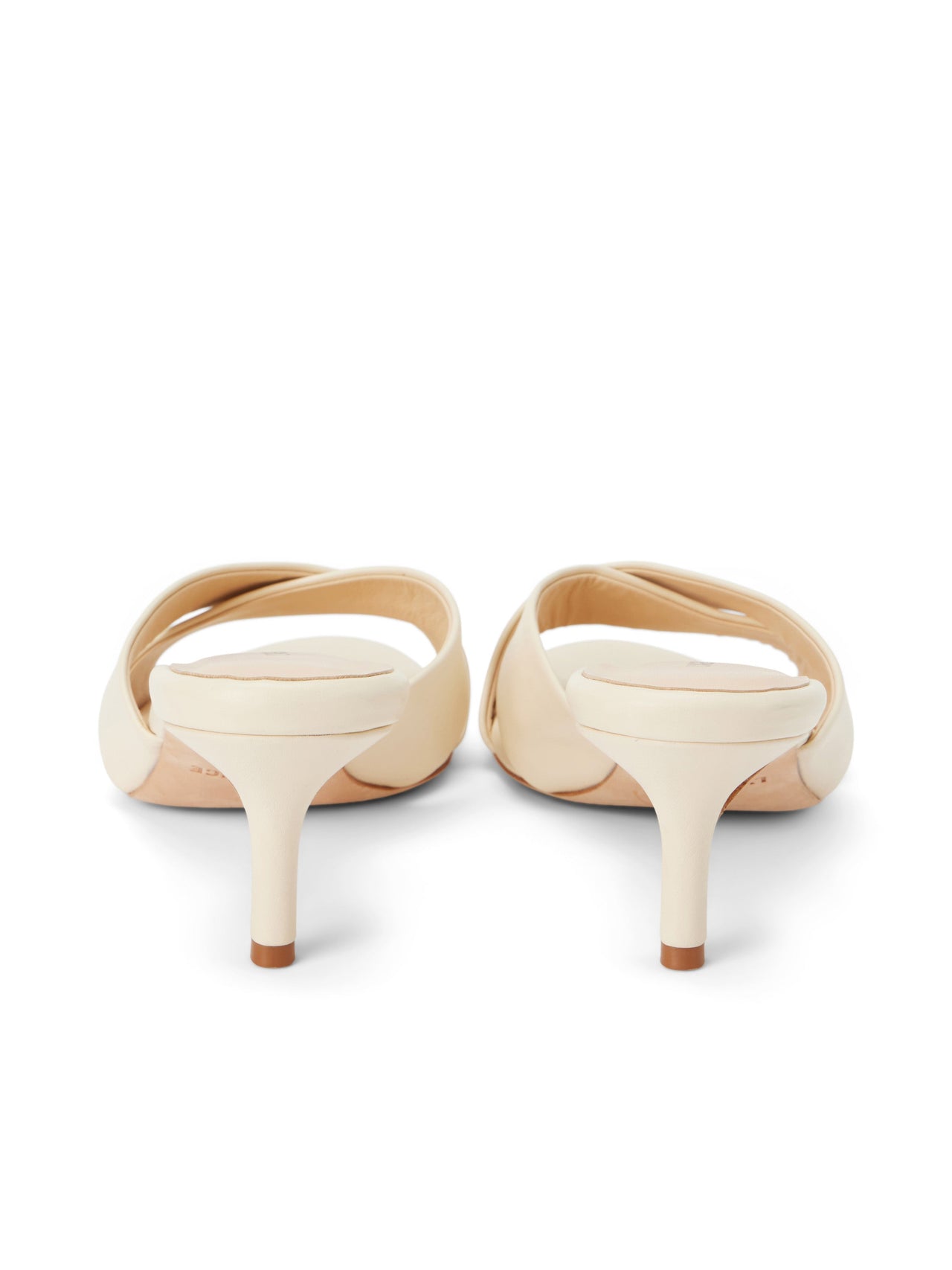 Aveline Kitten-Heel Sandal in Ecru Leather