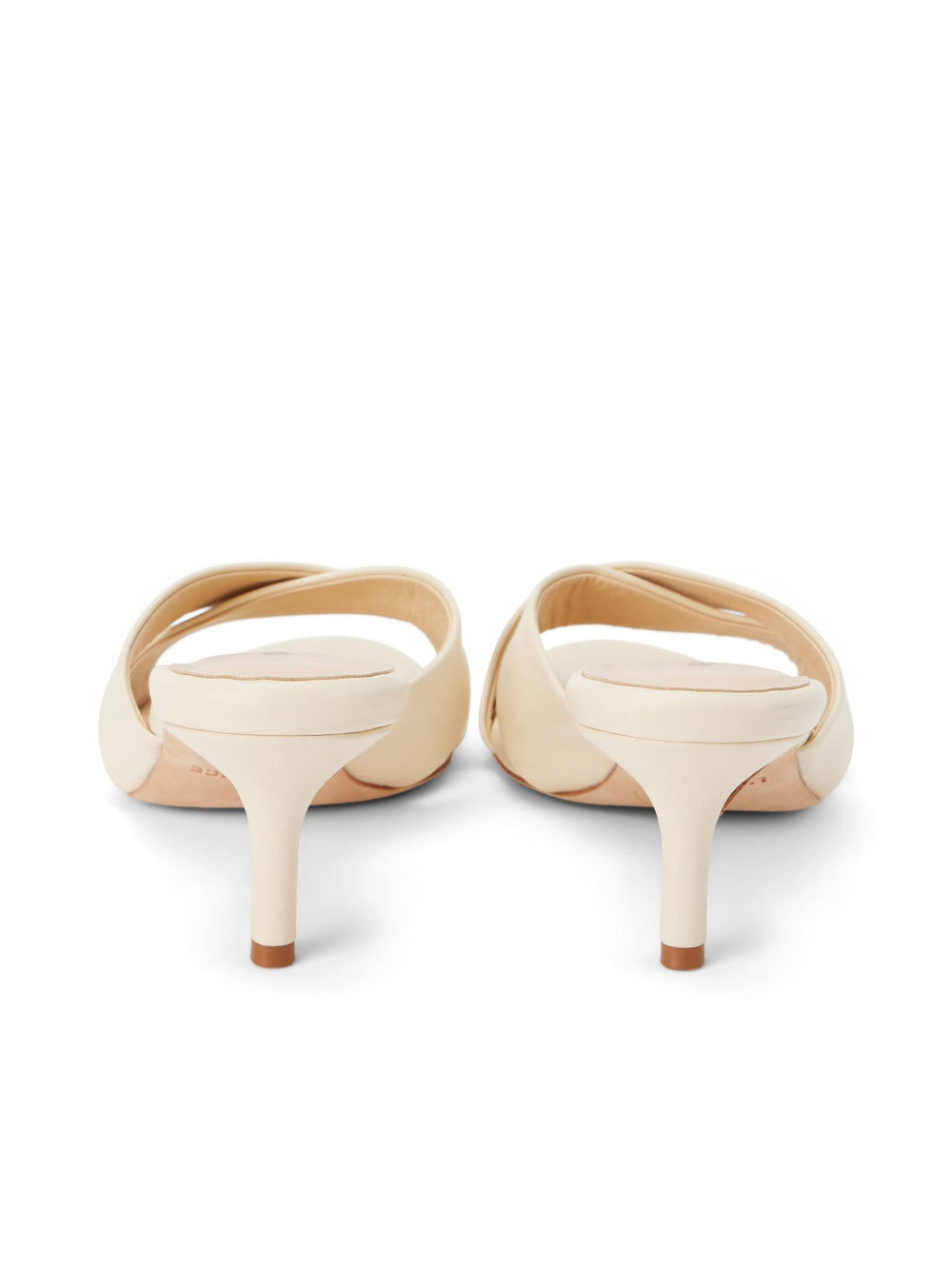 Aveline Kitten-Heel Sandal in Ecru Leather