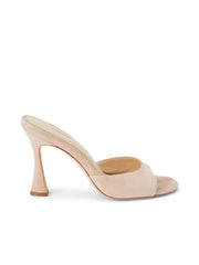 Avery Suede Peep-Toe Mule in Pecan Suede
