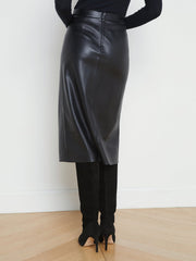 Milann Vegan Leather Skirt in Black