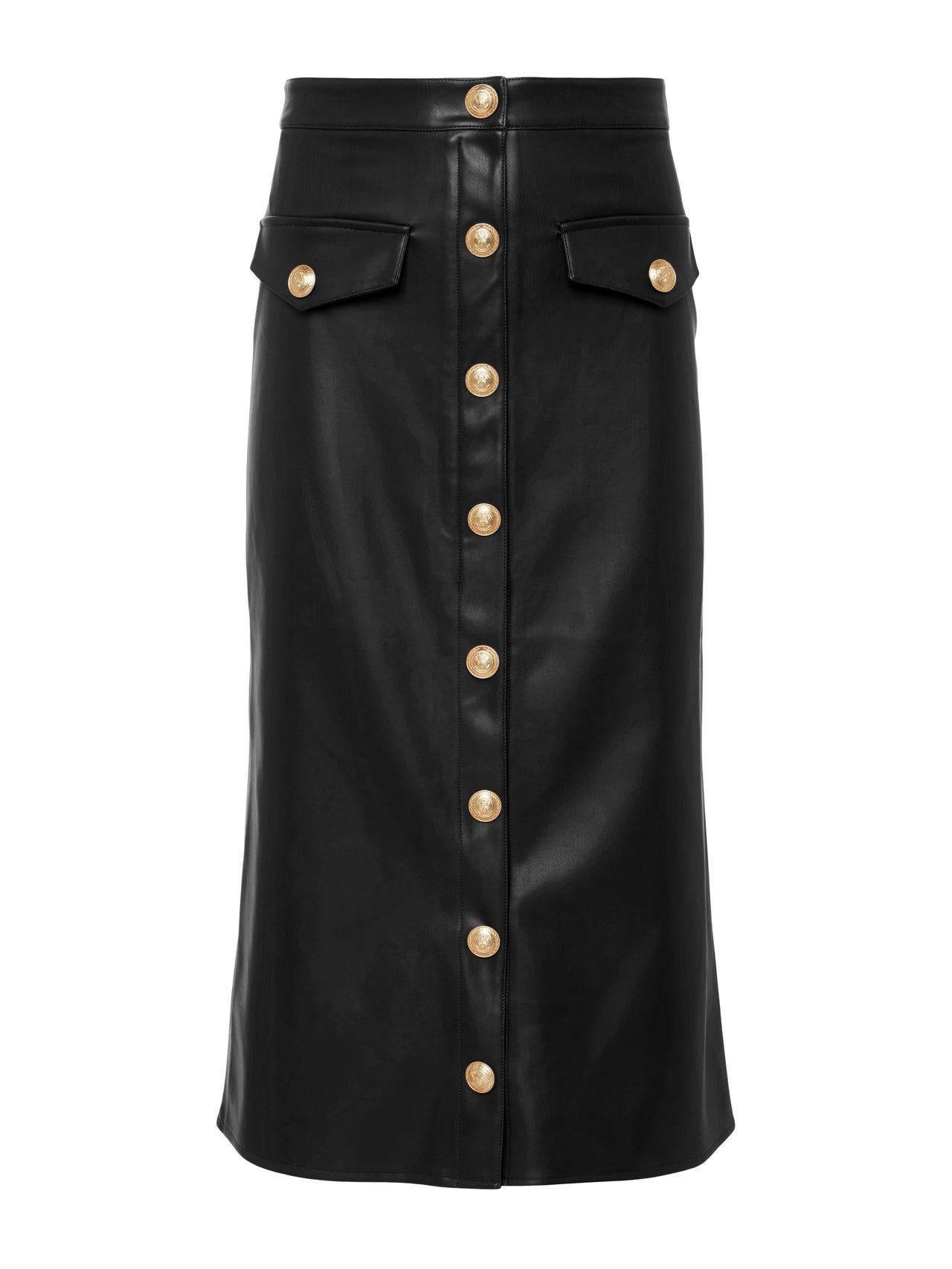 Milann Vegan Leather Skirt in Black