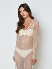 Sara Mesh Cover-Up Dress in Champagne