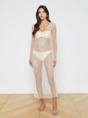 Sara Mesh Cover-Up Dress in Champagne