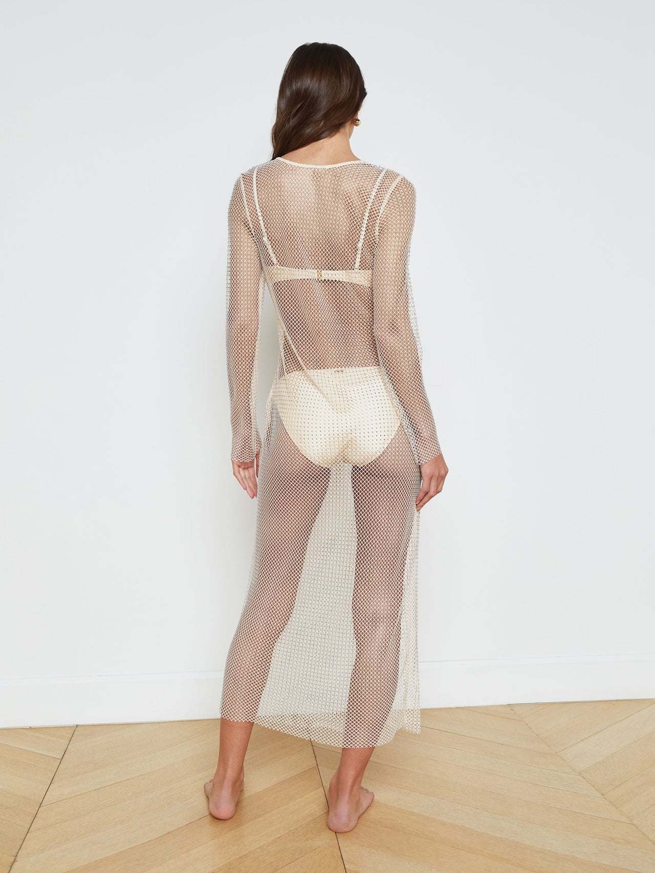 Sara Mesh Cover-Up Dress in Champagne