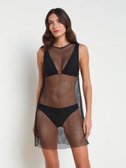 Angela Mesh Cover-Up Dress in Black