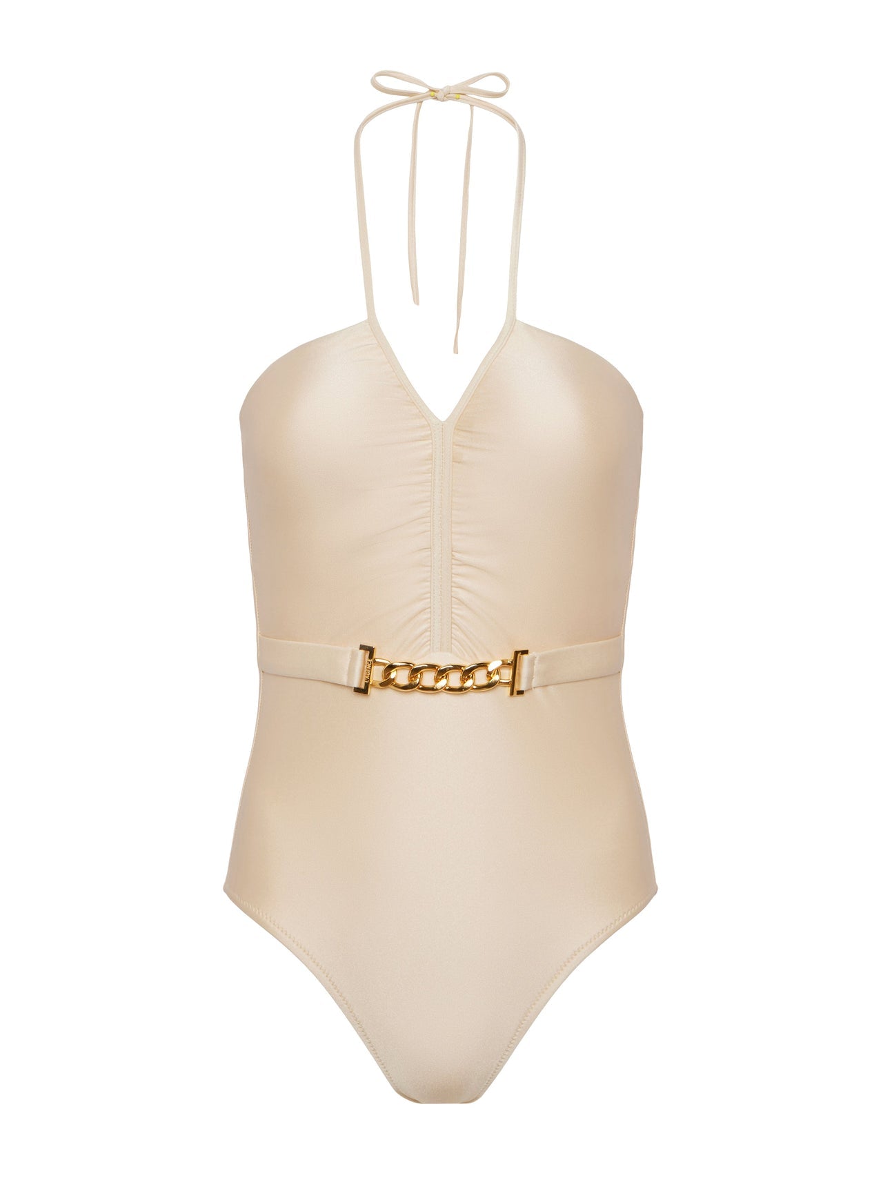 Leila Halter One-Piece Swimsuit in Champagne