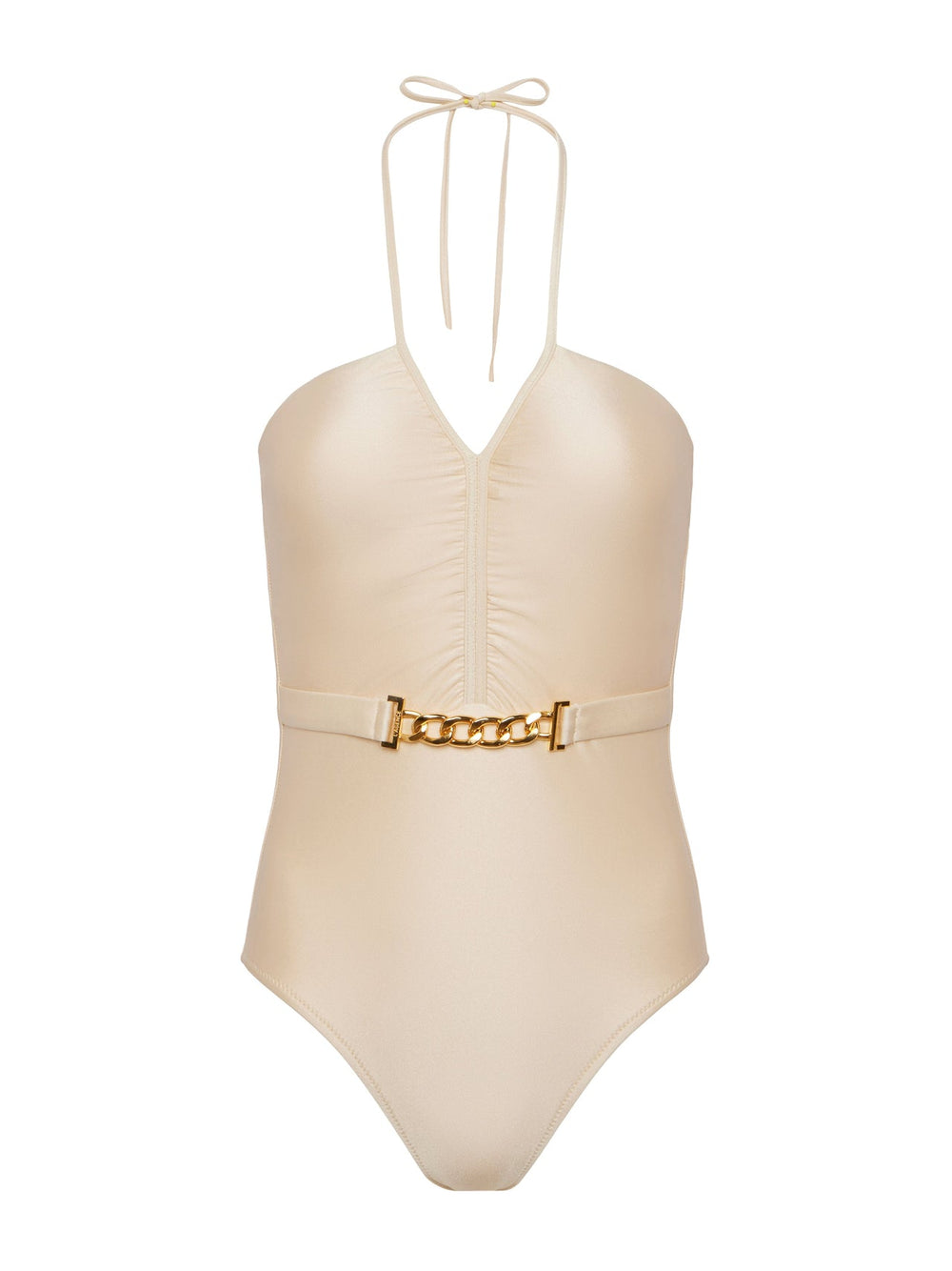 Leila Halter One-Piece Swimsuit in Champagne