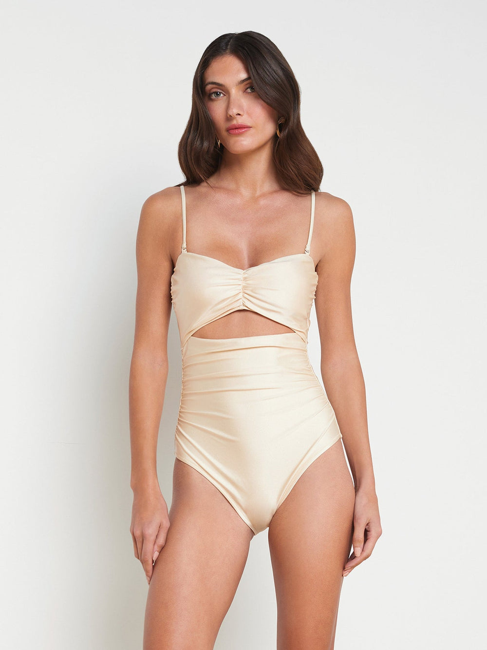 Lily Cut-Out One-Piece Swimsuit in Champagne