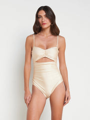 Lily Cut-Out One-Piece Swimsuit in Champagne