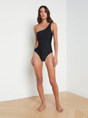 Ava Chain One-Piece Swimsuit in Black